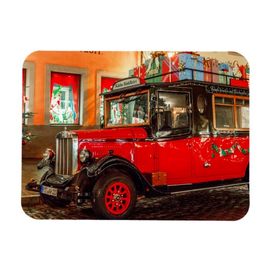Kerstauto met cadeaus magneet (Horizontaal)