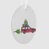 Kerstauto met cadeautjes ornament (voorkant)