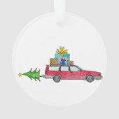 Kerstauto met cadeautjes ornament (achterkant)
