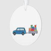 Kerstauto met cadeautjes ornament (voorkant)