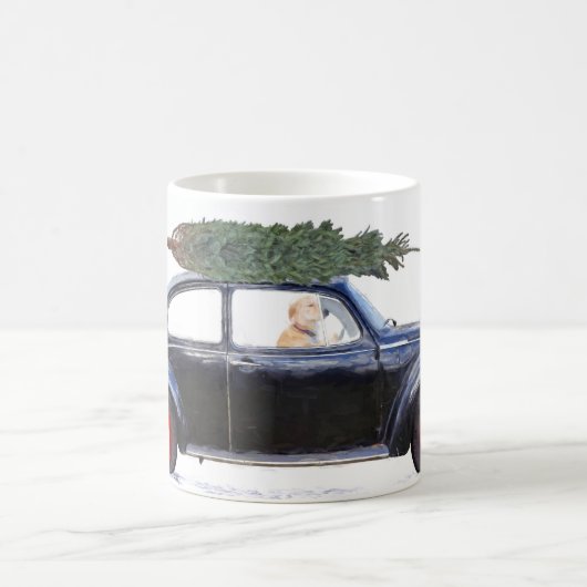 Kerstauto met hond koffiemok (Center)