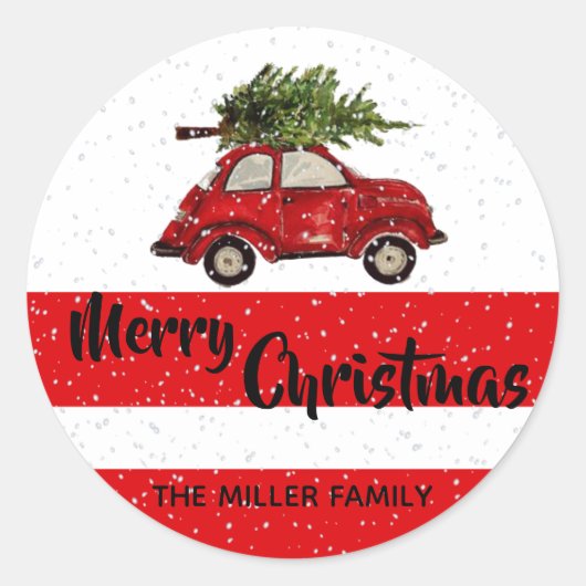 Kerstauto-stickers Ronde Sticker (Voorkant)