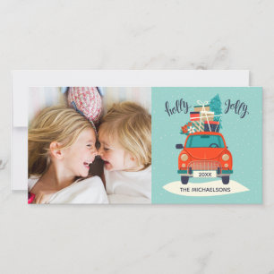 Kerstauto   Vakantiefotokaart Feestdagenkaart