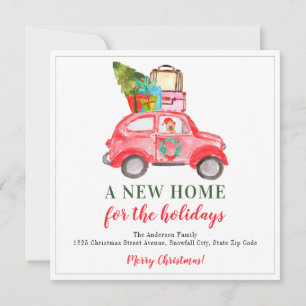 Kerstauto's Nieuwe Home Cute Holiday Beweging Aankondiging