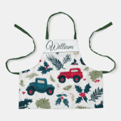 Kerstauto's ontwerp | Kinderen schort met eigen na (Voorkant)