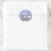 Kerstavakantie thuis ronde sticker (Tas)