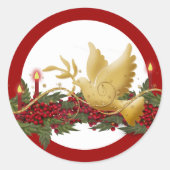 Kerstaveduif van de gouden kaarsen ronde sticker (Voorkant)