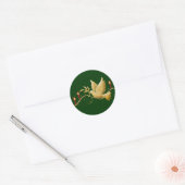 Kerstaveduif van de gouden kaarsen ronde sticker (Envelop)