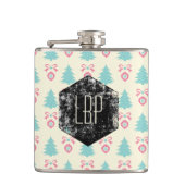 Kerstaven, bogen en Baubles Retropatronen Heupfles (Voorkant)