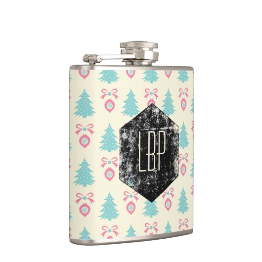 Kerstaven, bogen en Baubles Retropatronen Heupfles (Rechts)