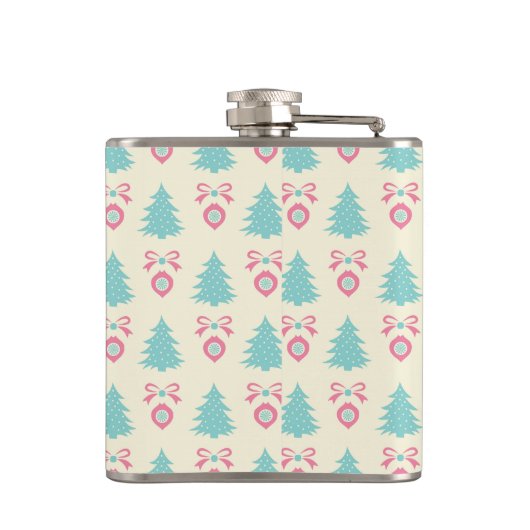 Kerstaven, bogen en Baubles Retropatronen Heupfles (Achterkant)