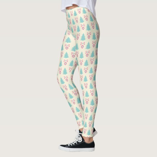 Kerstaven, bogen en Baubles Retropatronen Leggings (Links)