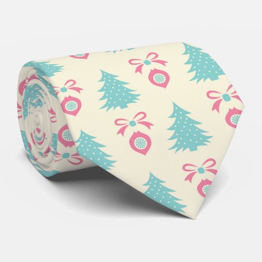 Kerstaven, bogen en Baubles Retropatronen Stropdas (Opgerold)