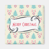 Kerstaven, Bows en Baubles Pattern Magneet (Voorkant)