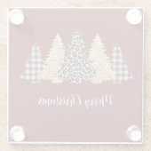 Kerstaven Cheetah Print Buffalo Pset Glitter Glazen Onderzetter (Achterkant)