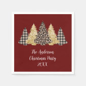 Kerstaven Cheetah Print Buffalo Pset Glitter Servet (Voorkant)