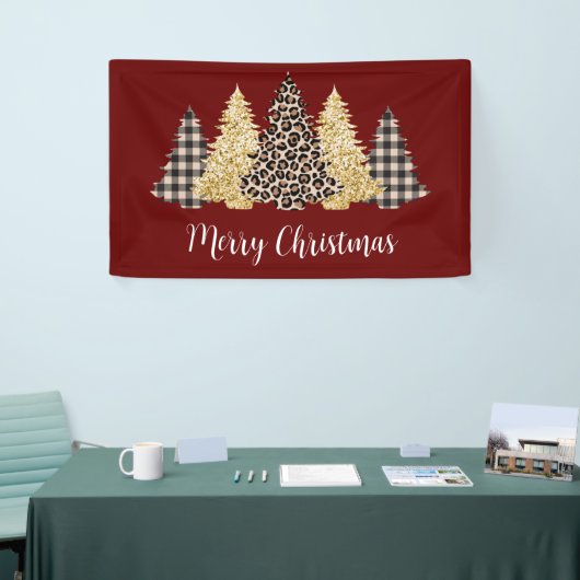 Kerstaven Cheetah Print Buffalo Pset Glitter Spandoek (Beurs)