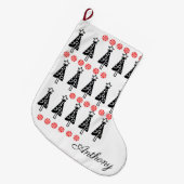 Kerstaven die stoppen, zwart-wit peppermunt grote kerstsok (Voorkant (Hangend))