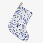 Kerstaven en bessen - blauw kleine kerstsok (Voorkant (Hangend))