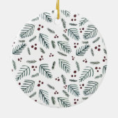 Kerstaven en bessen - blauwgroen keramisch ornament (Achterkant)