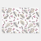 Kerstaven en bessen - Bourgogne Inpakpapier Vel (Voorkant 3)