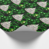 Kerstaven en bomen, groen cadeaupapier (Hoek)