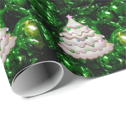 Kerstaven en bomen, groen cadeaupapier (Rol Hoek)