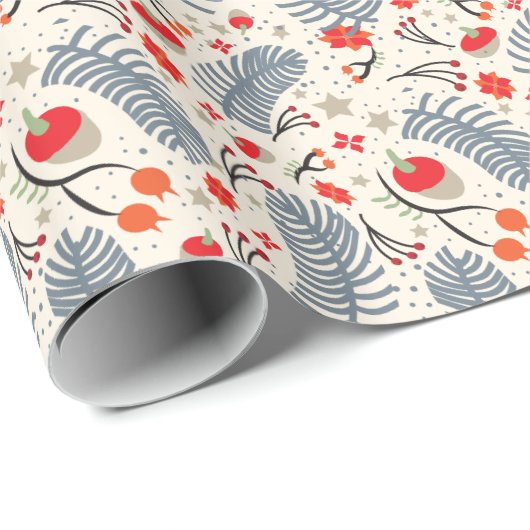 Kerstaven en bosbessen cadeaupapier (Rol Hoek)