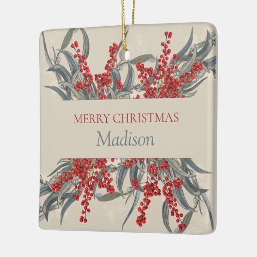 Kerstaven en Eucalyptus Botanische olie Keramisch Ornament (Links)