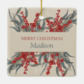 Kerstaven en Eucalyptus Botanische olie Keramisch Ornament (Achterkant)