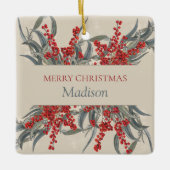 Kerstaven en Eucalyptus Botanische olie Keramisch Ornament (Voorkant)