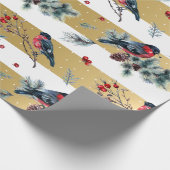 Kerstaven en gouden strepen cadeaupapier (Hoek)