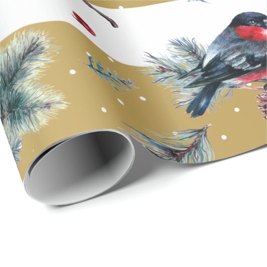 Kerstaven en gouden strepen cadeaupapier (Rol Hoek)