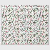 Kerstaven en groen lederen patroon cadeaupapier (Vlak)