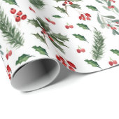 Kerstaven en groen lederen patroon cadeaupapier (Rol Hoek)