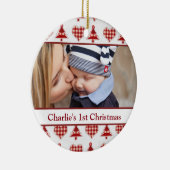 Kerstaven en hart keramisch ornament (Rechts)