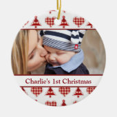 Kerstaven en hart keramisch ornament (Voorkant)