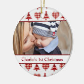 Kerstaven en hart keramisch ornament (Links)