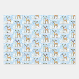 Kerstaven en kerstcadeaubladen voor vogels inpakpapier vel