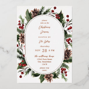 Kerstaven en kerstfeestdagen folie uitnodiging