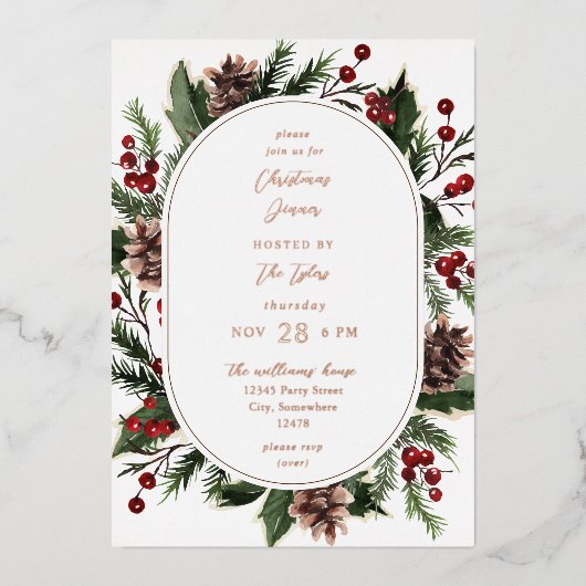 Kerstaven en kerstfeestdagen folie uitnodiging (Voorkant)