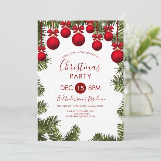 Kerstaven en rode balken kaart (Staand voorkant)