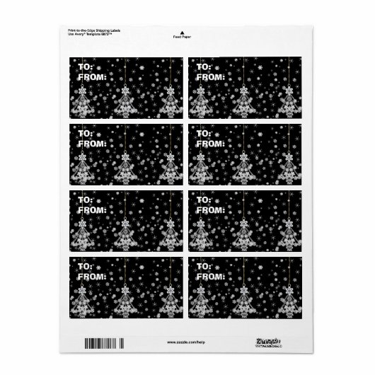 Kerstaven en Snowflakes Etiket (Full Sheet)