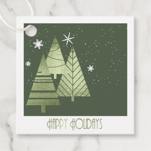 Kerstaven en Snowflakes Green ID863 Bedankjes Labels (Voorkant)