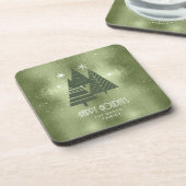 Kerstaven en Snowflakes Green ID863 Bier Onderzetter (Linkerzijde)