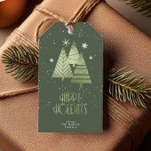 Kerstaven en Snowflakes Green ID863 Cadeaulabel