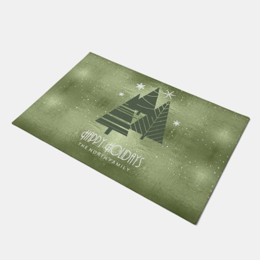 Kerstaven en Snowflakes Green ID863 Deurmat (Schuin)