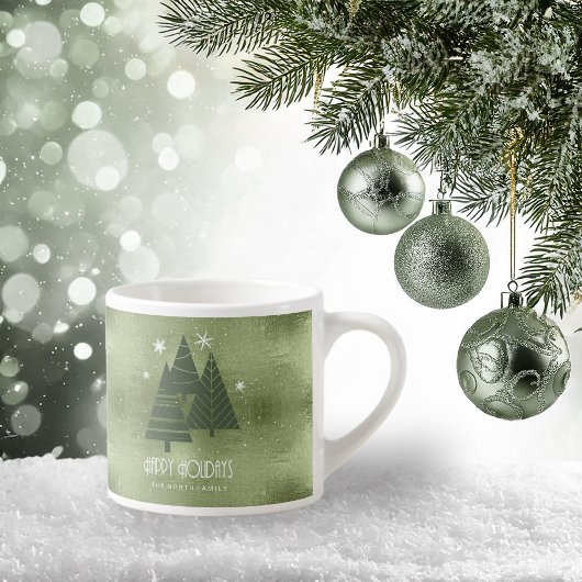 Kerstaven en Snowflakes Green ID863 Espresso Kop
