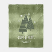 Kerstaven en Snowflakes Green ID863 Fleece Deken (Voorkant)