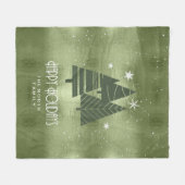 Kerstaven en Snowflakes Green ID863 Fleece Deken (Voorkant (Horizontaal))